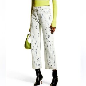 Roberto Cavalli Bleach Tie Dye High Rise Cropped Flare Size 24